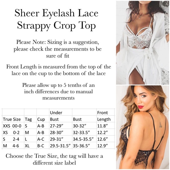 Sheer Eyelash Lace Strappy Crop Top Black & White - Picture 16 of 16